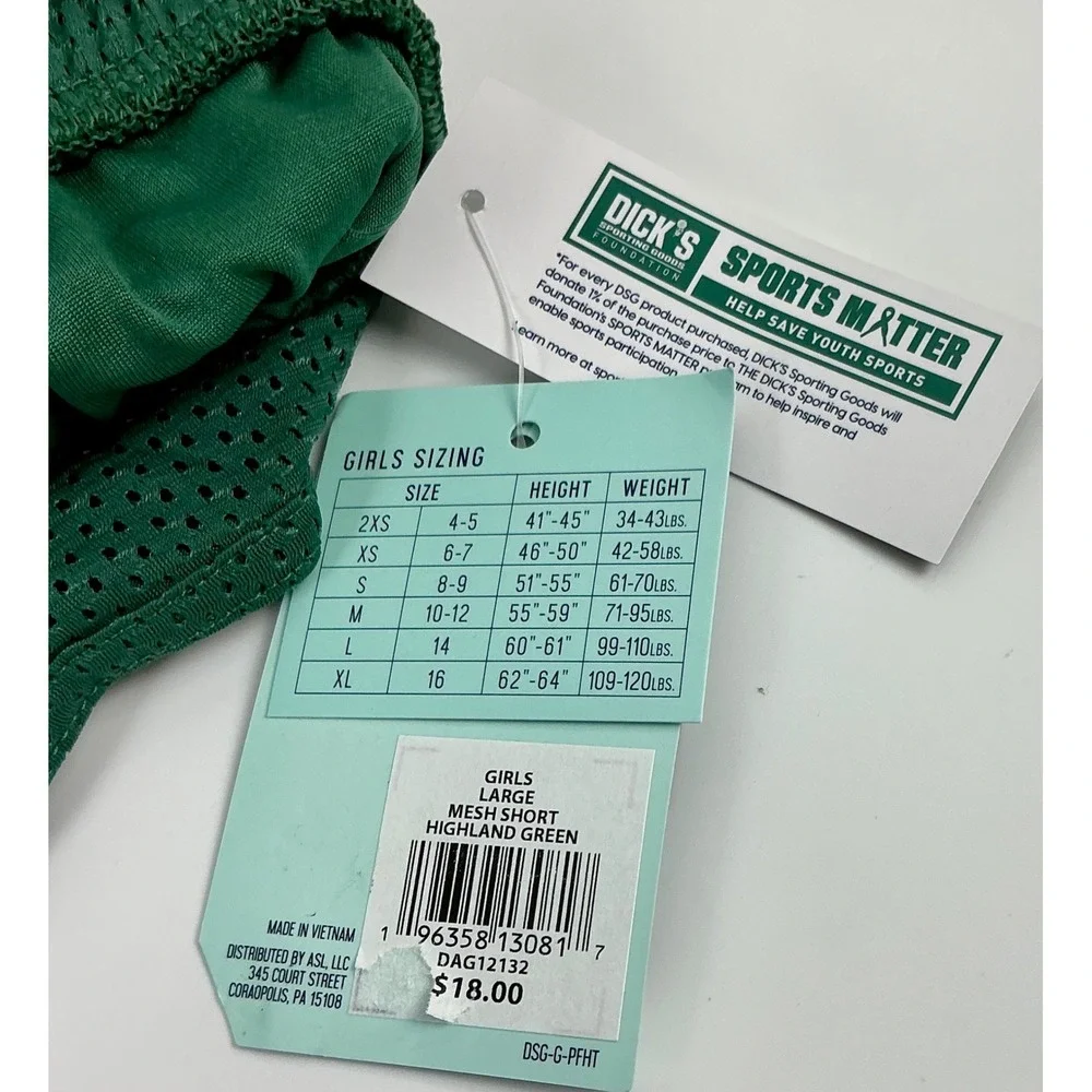 DSG Girls Large L (14) Highland Green‎ Mesh Stride Run Shorts NWT Mid Rise